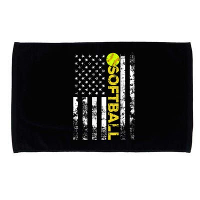 American Flag Softball Team Gift Microfiber Hand Towel