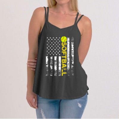 American Flag Softball Team Gift Women's Strappy Tank