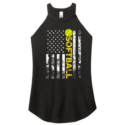 American Flag Softball Team Gift Women’s Perfect Tri Rocker Tank