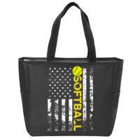 American Flag Softball Team Gift Zip Tote Bag