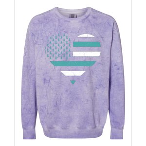 American Flag Sexual Assault Awareness Costume Ribbon Cool Gift Colorblast Crewneck Sweatshirt