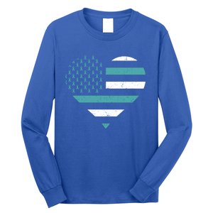 American Flag Sexual Assault Awareness Costume Ribbon Cool Gift Long Sleeve Shirt