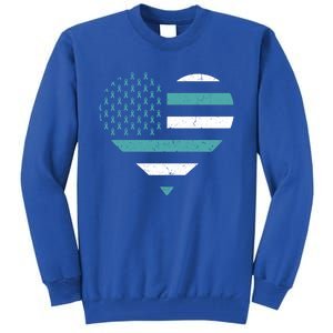 American Flag Sexual Assault Awareness Costume Ribbon Cool Gift Tall Sweatshirt