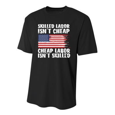 American Flag Skilled Labor Isnt Cheap Labor Day Youth Performance Sprint T-Shirt