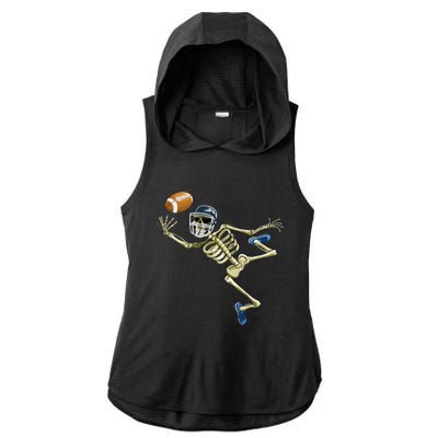 American Football Skeleton Halloween Football Fan Great Gift Ladies PosiCharge Tri-Blend Wicking Draft Hoodie Tank