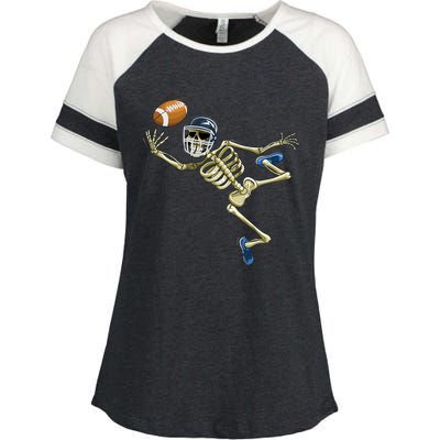 American Football Skeleton Halloween Football Fan Great Gift Enza Ladies Jersey Colorblock Tee