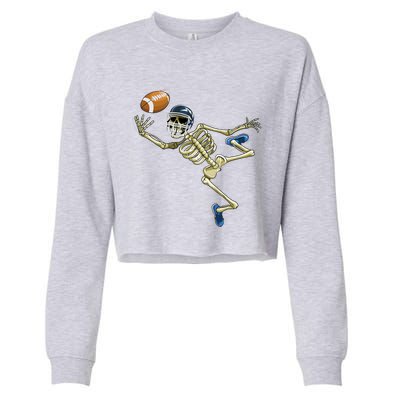 American Football Skeleton Halloween Football Fan Great Gift Cropped Pullover Crew