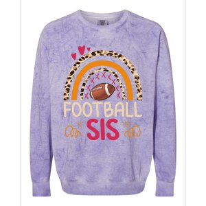 American Football Sis Family Matching Sister Leopard Rainbow Gift Colorblast Crewneck Sweatshirt