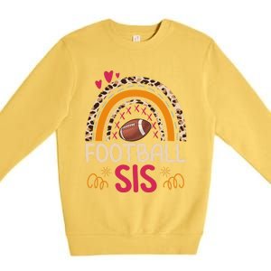 American Football Sis Family Matching Sister Leopard Rainbow Gift Premium Crewneck Sweatshirt