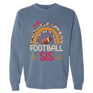 American Football Sis Family Matching Sister Leopard Rainbow Gift Garment-Dyed Sweatshirt