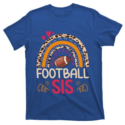 American Football Sis Family Matching Sister Leopard Rainbow Gift T-Shirt