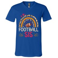 American Football Sis Family Matching Sister Leopard Rainbow Gift V-Neck T-Shirt