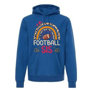 American Football Sis Family Matching Sister Leopard Rainbow Gift Premium Hoodie