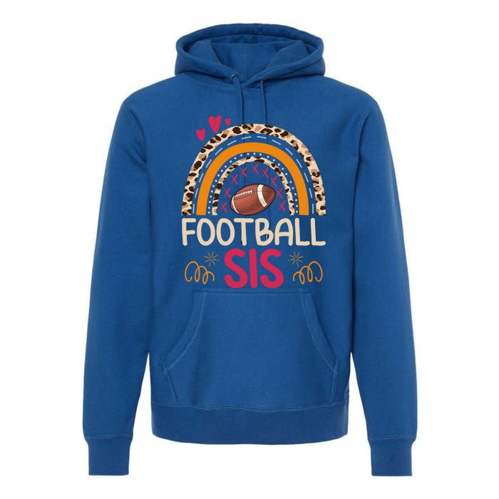 American Football Sis Family Matching Sister Leopard Rainbow Gift Premium Hoodie