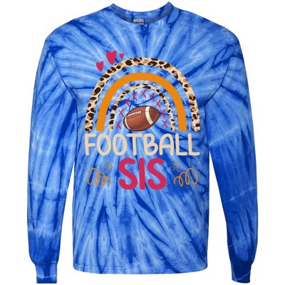 American Football Sis Family Matching Sister Leopard Rainbow Gift Tie-Dye Long Sleeve Shirt