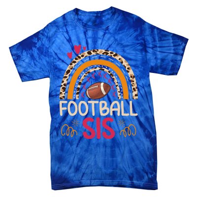 American Football Sis Family Matching Sister Leopard Rainbow Gift Tie-Dye T-Shirt