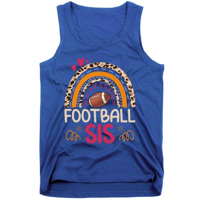 American Football Sis Family Matching Sister Leopard Rainbow Gift Tank Top