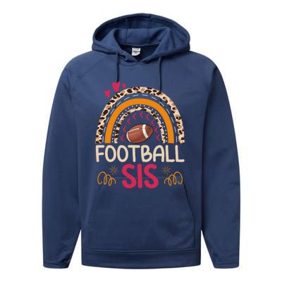 American Football Sis Family Matching Sister Leopard Rainbow Gift Performance Fleece Hoodie