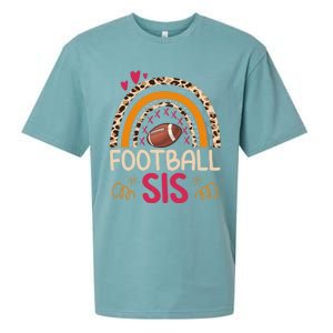 American Football Sis Family Matching Sister Leopard Rainbow Gift Sueded Cloud Jersey T-Shirt