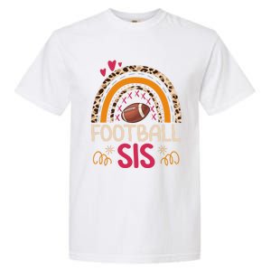 American Football Sis Family Matching Sister Leopard Rainbow Gift Garment-Dyed Heavyweight T-Shirt