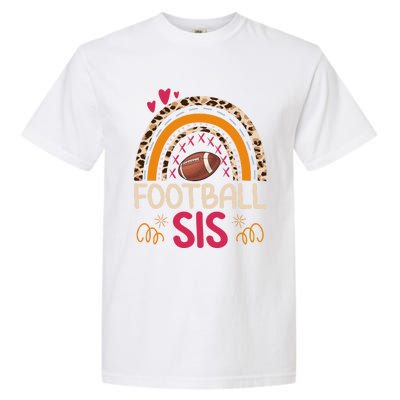 American Football Sis Family Matching Sister Leopard Rainbow Gift Garment-Dyed Heavyweight T-Shirt