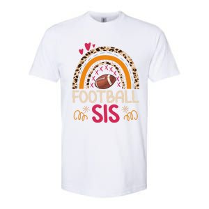 American Football Sis Family Matching Sister Leopard Rainbow Gift Softstyle CVC T-Shirt