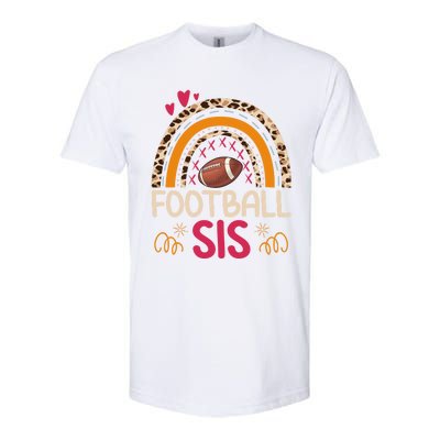 American Football Sis Family Matching Sister Leopard Rainbow Gift Softstyle CVC T-Shirt