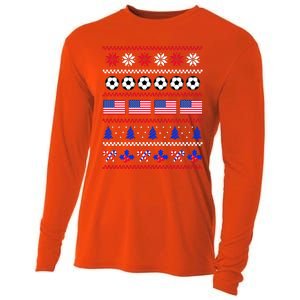 American Flag Soccer Ugly Christmas Sweater America USA Cooling Performance Long Sleeve Crew