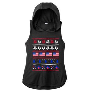 American Flag Soccer Ugly Christmas Sweater America USA Ladies PosiCharge Tri-Blend Wicking Draft Hoodie Tank