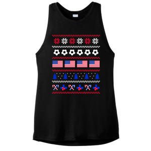 American Flag Soccer Ugly Christmas Sweater America USA Ladies PosiCharge Tri-Blend Wicking Tank