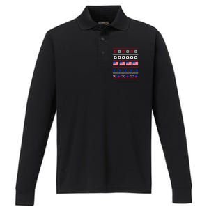 American Flag Soccer Ugly Christmas Sweater America USA Performance Long Sleeve Polo