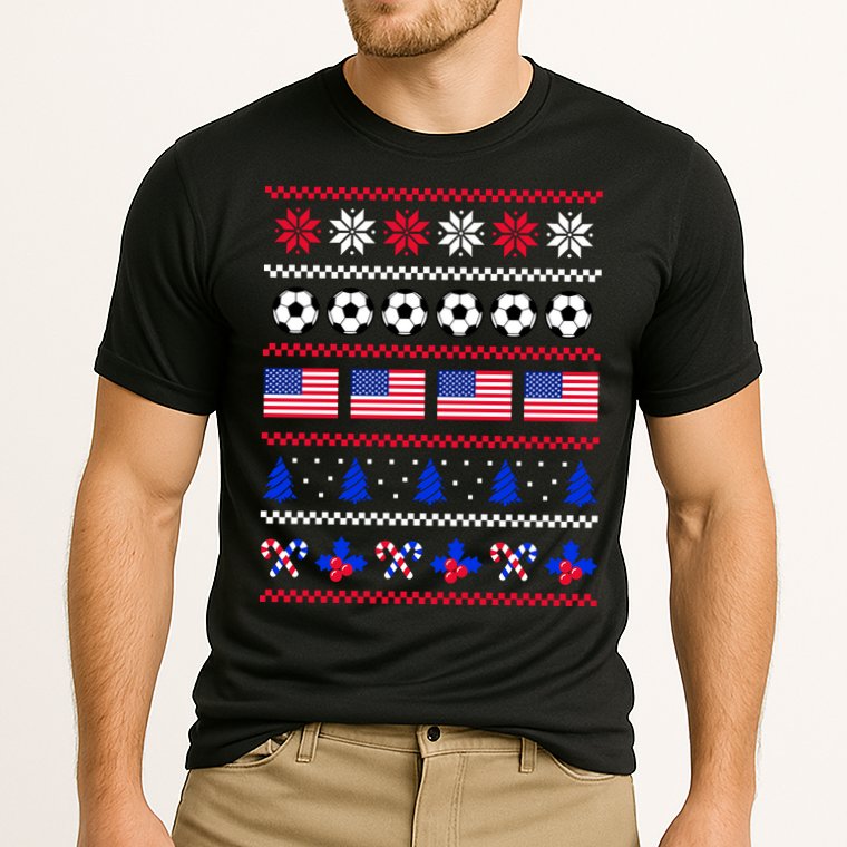 American Flag Soccer Ugly Christmas Sweater America USA Performance Shirt