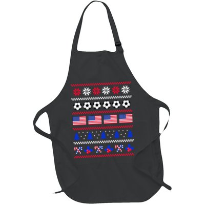 American Flag Soccer Ugly Christmas Sweater America USA Apron