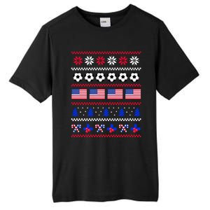 American Flag Soccer Ugly Christmas Sweater America USA Tall Fusion ChromaSoft Performance T-Shirt