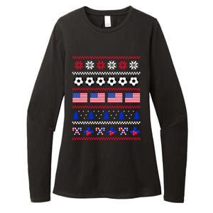 American Flag Soccer Ugly Christmas Sweater America USA Womens CVC Long Sleeve Shirt