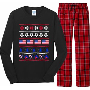 American Flag Soccer Ugly Christmas Sweater America USA Long Sleeve Pajama Set