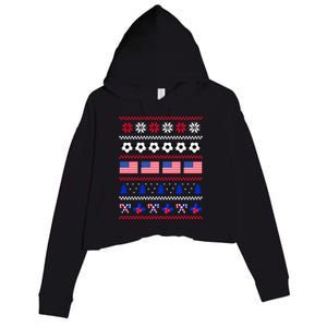 American Flag Soccer Ugly Christmas Sweater America USA Crop Fleece Hoodie