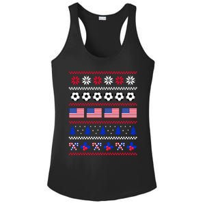 American Flag Soccer Ugly Christmas Sweater America USA Ladies PosiCharge Competitor Racerback Tank