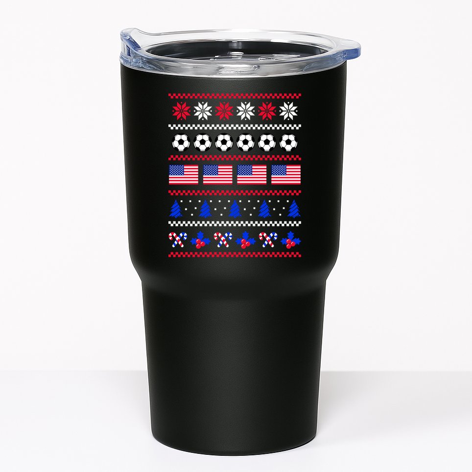 American Flag Soccer Ugly Christmas Sweater America USA Tumbler