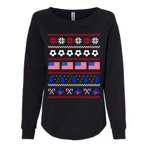 American Flag Soccer Ugly Christmas Sweater America USA Womens California Wash Sweatshirt