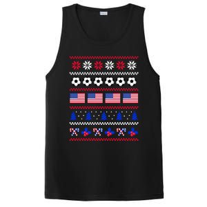 American Flag Soccer Ugly Christmas Sweater America USA PosiCharge Competitor Tank