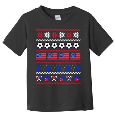 American Flag Soccer Ugly Christmas Sweater America USA Toddler T-Shirt