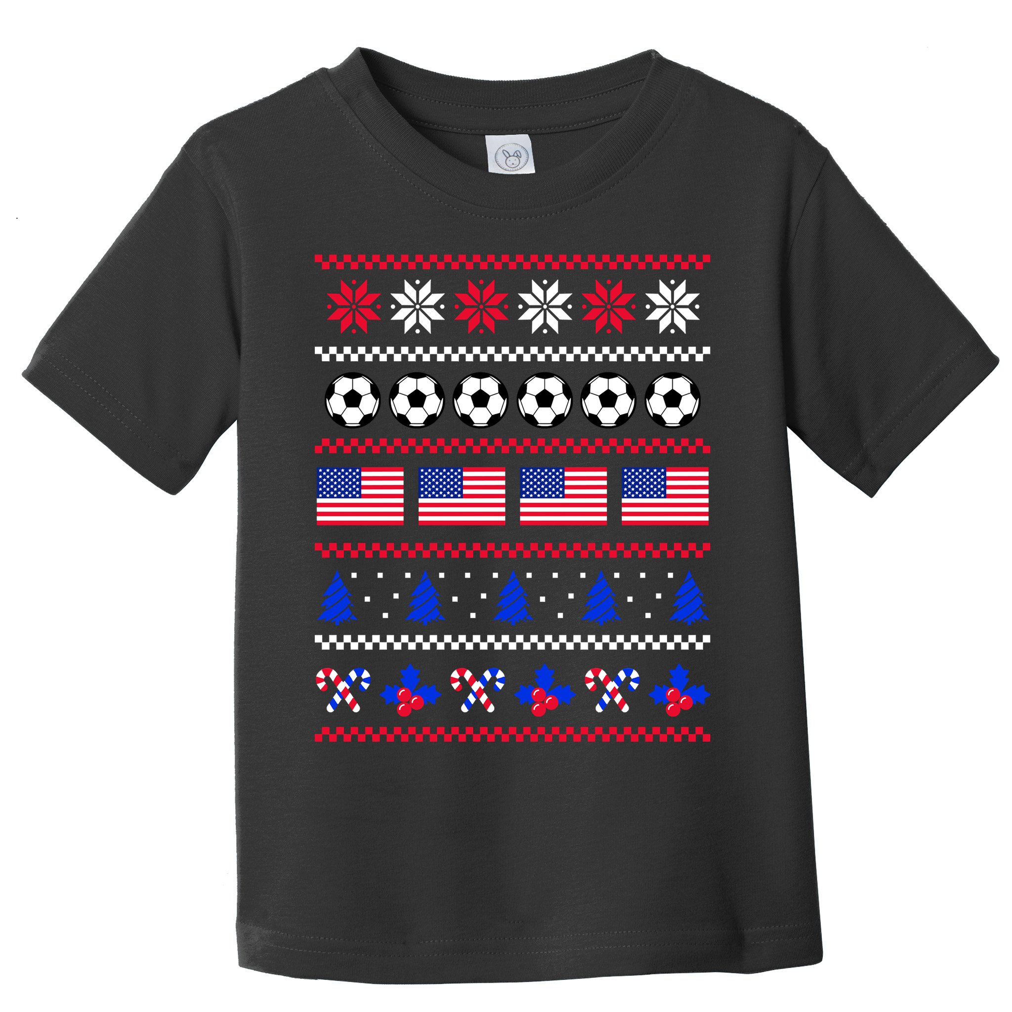 American Flag Soccer Ugly Christmas Sweater America USA Toddler T-Shirt