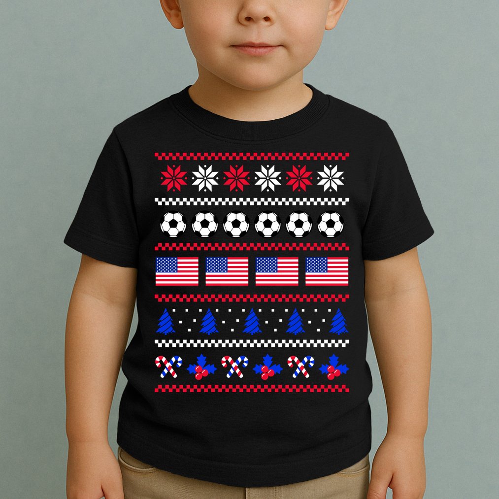 American Flag Soccer Ugly Christmas Sweater America USA Toddler T-Shirt