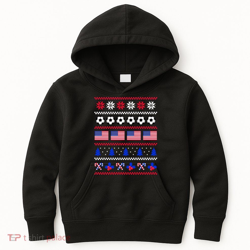 American Flag Soccer Ugly Christmas Sweater America USA Kids Hoodie