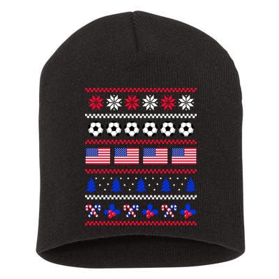 American Flag Soccer Ugly Christmas Sweater America USA Short Acrylic Beanie