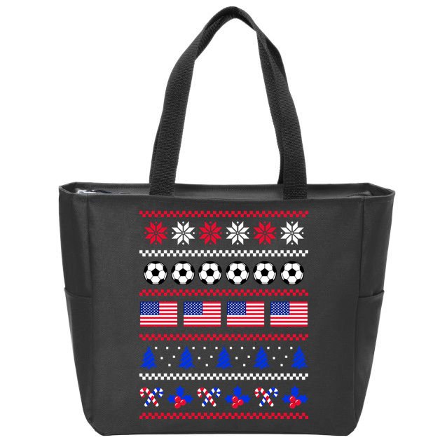 American Flag Soccer Ugly Christmas Sweater America USA Zip Tote Bag