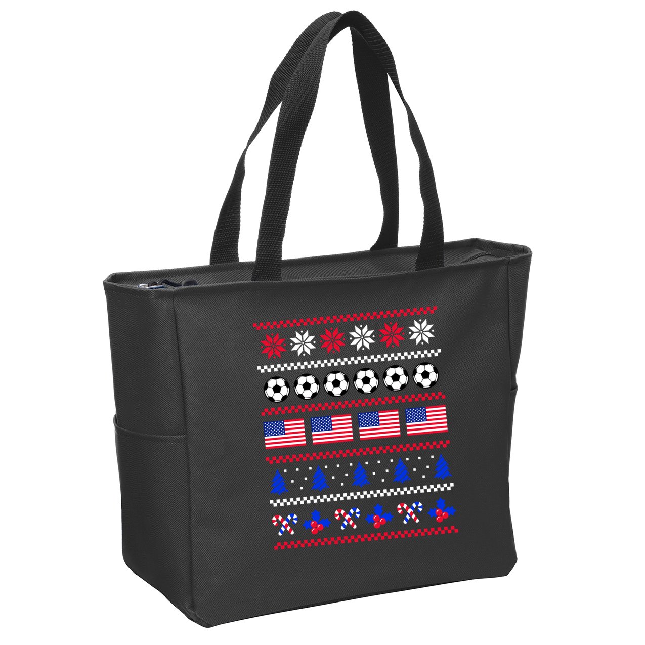 American Flag Soccer Ugly Christmas Sweater America USA Zip Tote Bag