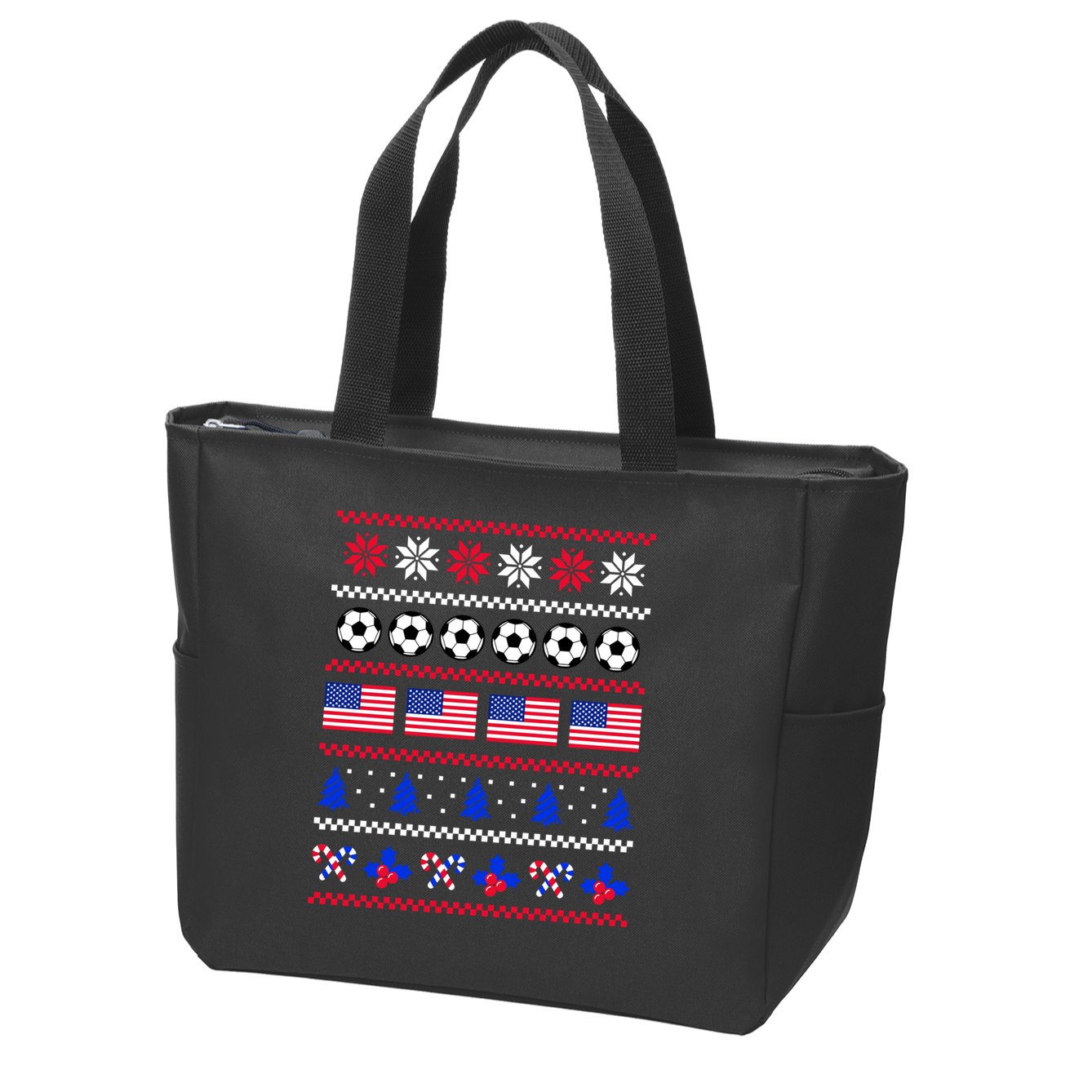 American Flag Soccer Ugly Christmas Sweater America USA Zip Tote Bag