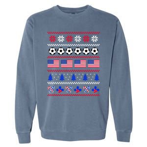 American Flag Soccer Ugly Christmas Sweater America USA Garment-Dyed Sweatshirt